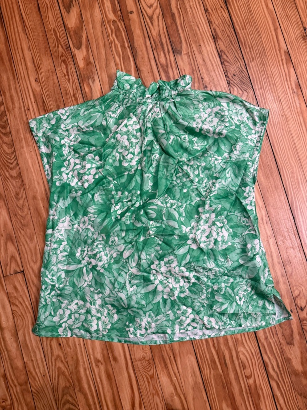 ANN MASHBURN Green Floral Blouse Size L